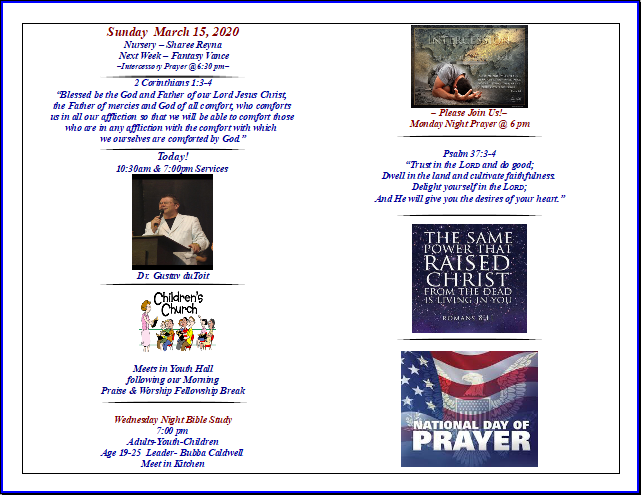 Faith Fellowship Church - Current Bulletin